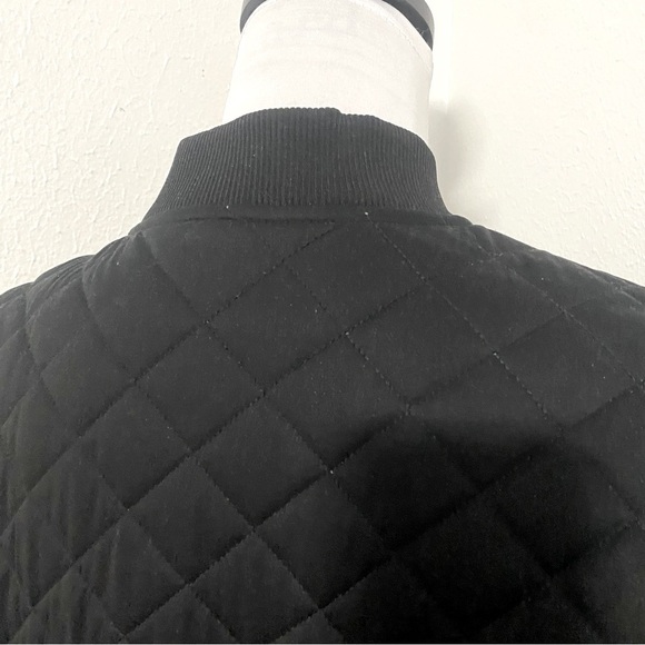 Zara Black Diamond Quilted Bomber Jacket with Pockets Full Zip Unique Y2K EUC - Picture 8 of 13